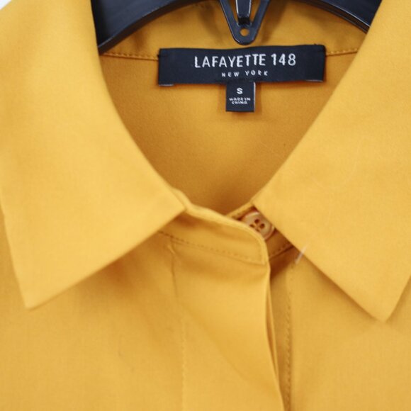 Lafayette 148 tunic shirt women's small short sleeve button up orange cotton - Picture 3 of 16